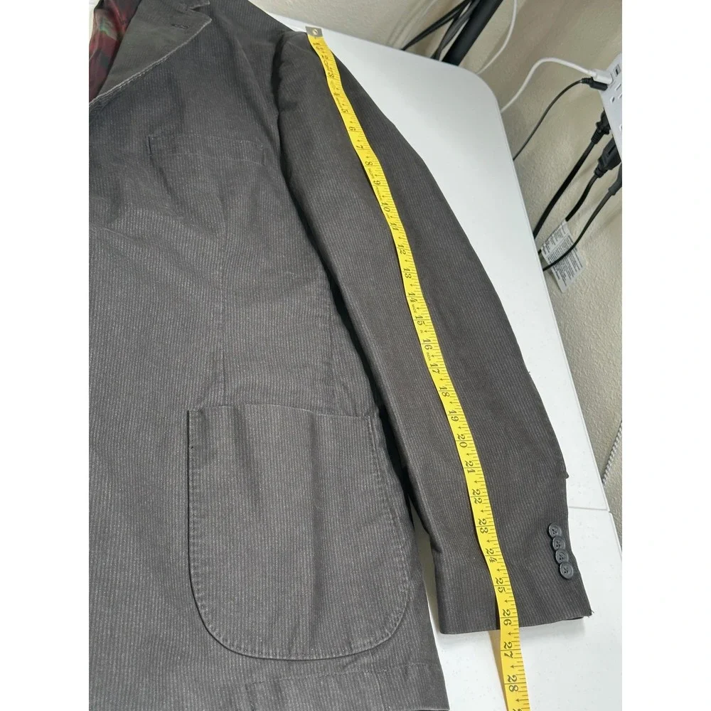 Kroon Blazer Men 44R Gray Bono Wash Jacket Sport Coat Cotton Smart Casual Office